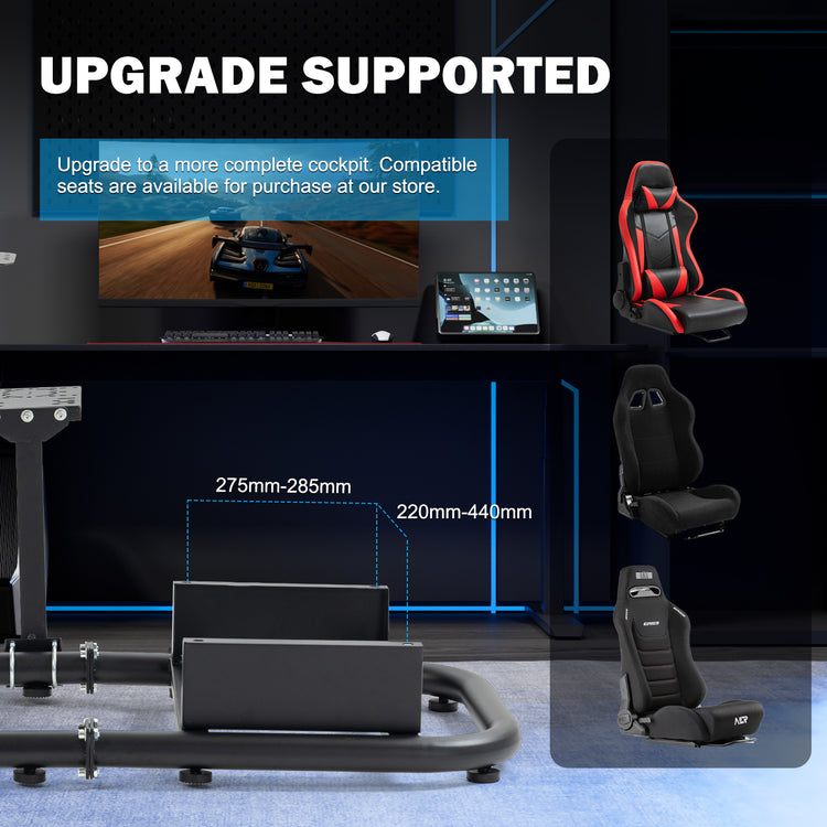 Anman Racing Driving Simulator Stand φ50mm Large Round Tube Driving Gaming Cockpit Adjustable Fits for Logitech G25 G27 G29 /for Thrustmaster T300RS TX/for Fanatec NOT Include Wheel Shifter Pedals Seat