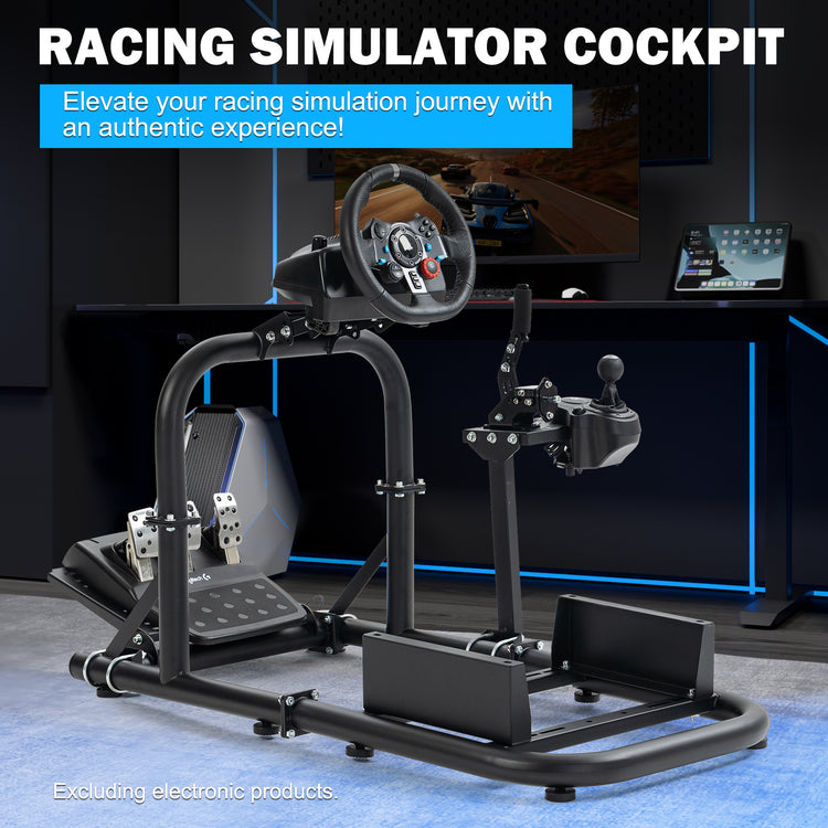 Anman Racing Driving Simulator Stand φ50mm Large Round Tube Driving Gaming Cockpit Adjustable Fits for Logitech G25 G27 G29 /for Thrustmaster T300RS TX/for Fanatec NOT Include Wheel Shifter Pedals Seat