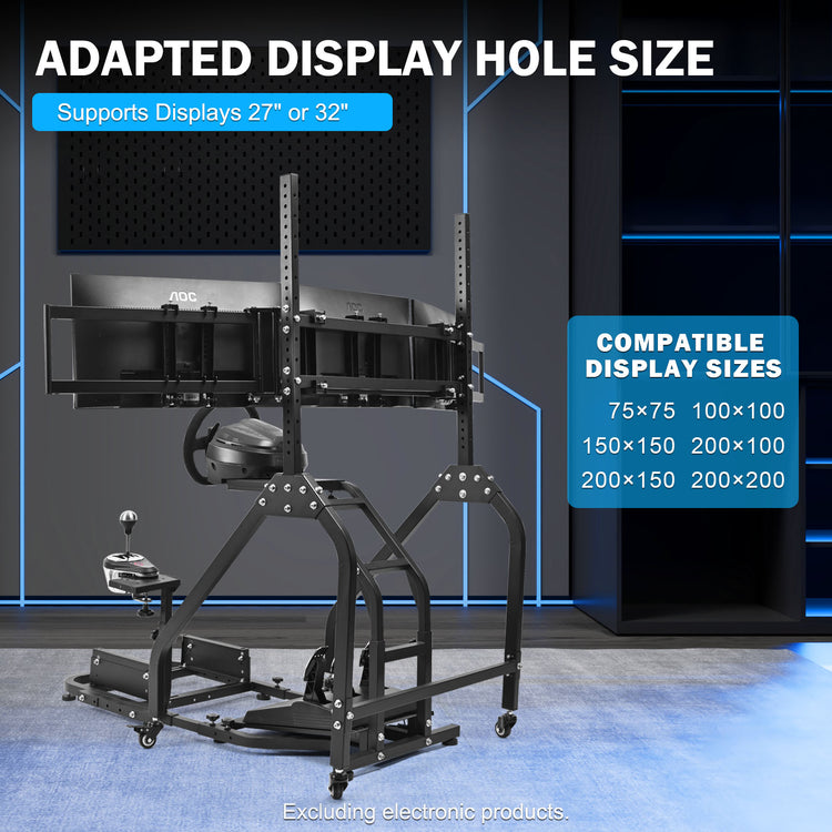 Anman Stand-up Racing Simulator Cockpit with Triple Monitor Stand FIt for Logitech G29 G920 G923,for Thrustmaster T-GT II T80 T150,for PXN V9 V10 V99,Standing Sim Driving Cockpit,Not Include Wheel Shifter Pedal TV