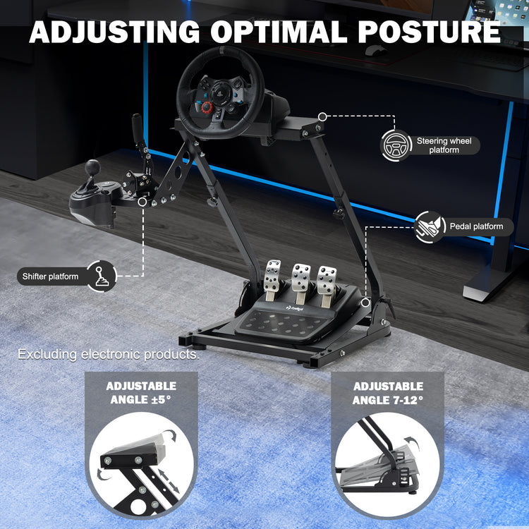 Anman Racing Steering Wheel Stand Pro Gear Shifter Mount Fit for Logitech G27 G29, for Fanatec,for Thrustmaster T150 T150 pro,Adjustable Height & Angle,Foldable Racing Simulator Stand,No Pedals and Steering Wheel