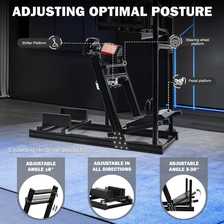 Anman 8040 Aluminum Profile Racing Sim Cockpit with Triple Screen Monitor Stand,F1 Trunk Simulator,Fit for Moza/Logitech/Fanatec/Thrustmaster,Professional-Grade,No Seat,Steering Wheel,Handbrake,Pedals