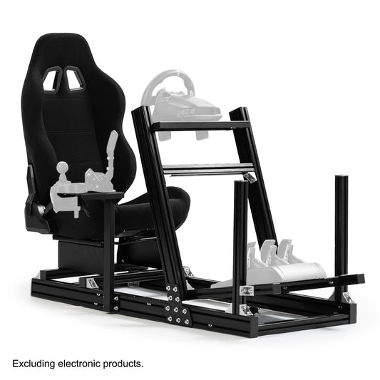 Anman 8040 Aluminum Profile Racing Sim Cockpit with Black Seat,F1 Trunk Simulator,Fit for Moza/Logitech/Fanatec/Thrustmaster,Professional-Grade,No Seat,Steering Wheel,Handbrake,Pedals