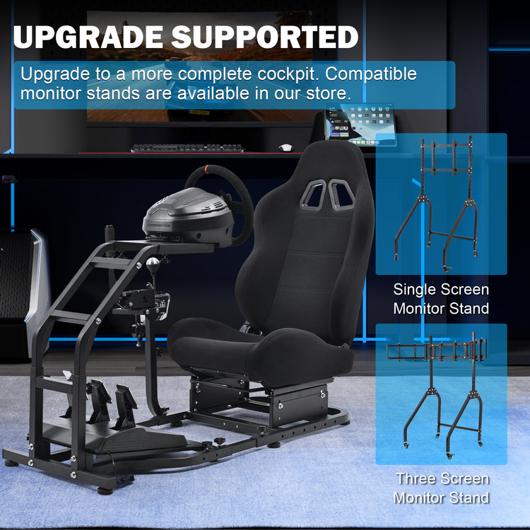 Anman Stand-up Racing Simulator Cockpit with Gaming Seat FIt for Logitech G29 G920 G923,for Thrustmaster T-GT II T80 T150,for PXN V9 V10 V99,Standing Sim Driving Cockpit,Not Include Wheel Shifter Pedal TV Stand