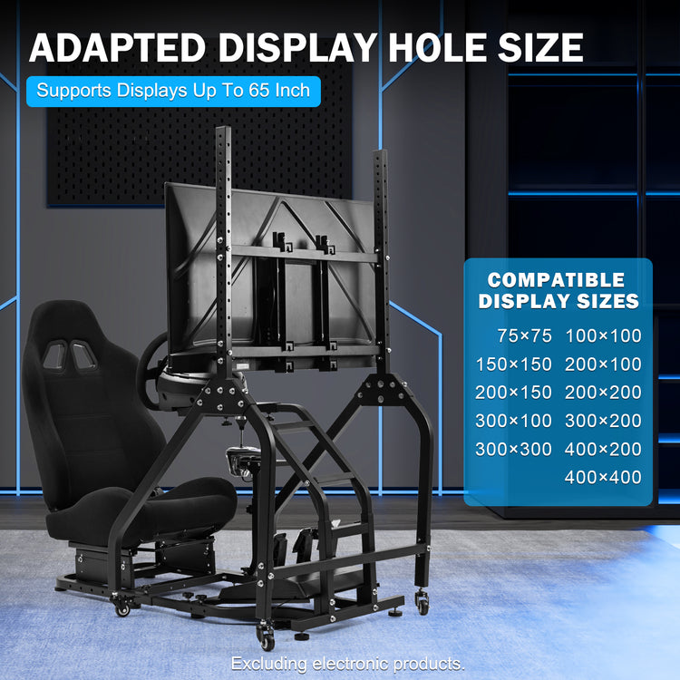 Anman Stand-up Racing Simulator Cockpit with Gaming Seat Monitor Mount FIt for Logitech G29 G920 G923,for Thrustmaster T-GT II T80 T150,for PXN V9 V10 V99,Standing Sim Driving Cockpit,Not Include Wheel Shifter Pedal TV
