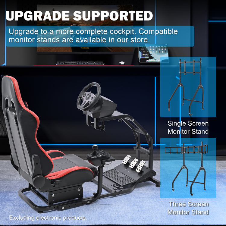 Anman Stand-up Racing Simulator Cockpit with Gaming Seat FIt for Logitech G29 G920 G923,for Thrustmaster T-GT II T80 T150,for PXN V9 V10 V99,Standing Sim Driving Cockpit,Not Include Wheel Shifter Pedal TV Stand