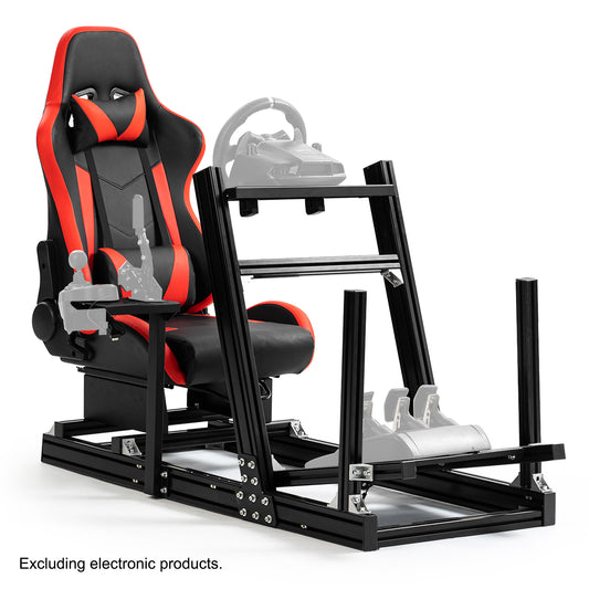 Anman 8040 Aluminum Profile Racing Sim Cockpit with Red Seat,F1 Trunk Simulator,Fit for Moza/Logitech/Fanatec/Thrustmaster,Professional-Grade,No Seat,Steering Wheel,Handbrake,Pedals
