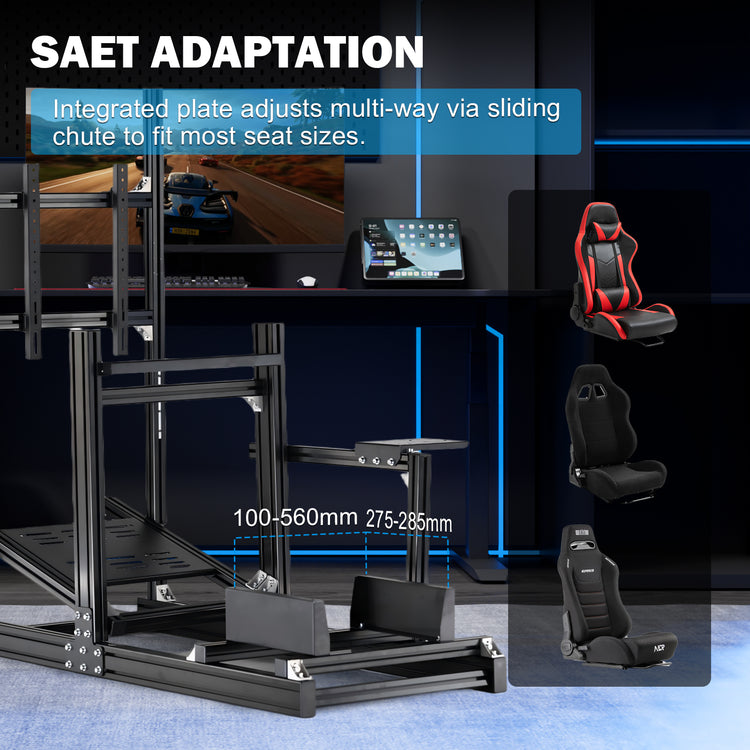 Anman Sim Racing Cockpit 8040 Aluminium Profile Racing Stand with Monitor Stand, Fit for Using Direct Drive Steering Wheel GPRO CSLDD T818 Driving Simulator Cockpit Not Include Steering Wheel,Pedals,Handbrake