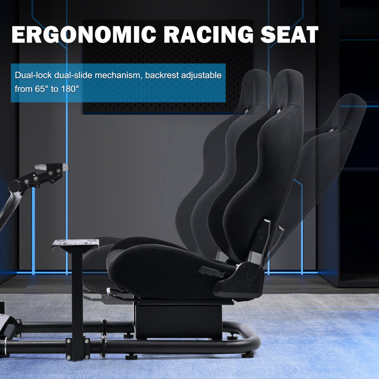 Anman Racing Sim Simulator Cockpit with Black Seat with Display Stand fit for Logitech G29 G25 G920 G923, for Thrustmaster T248,Not Include Wheel Shifter Pedals Monitor