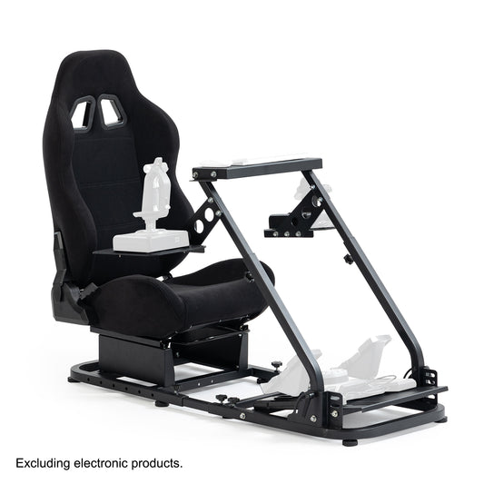 Anman Versatile Flight Simulator Cockpit with Black Seat Fits for Logitech G29 G920 G923 X52 G PRO,for Thrustmaster T16000 T248x T80 T300,Racing Simulator Cockpit,Electronics Not Included
