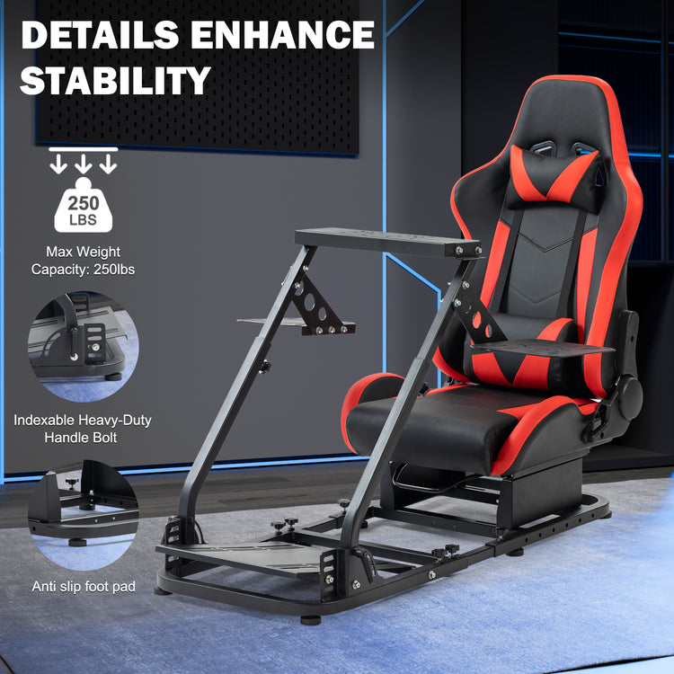 Anman Versatile Flight Simulator Cockpit with Red Seat Fits for Logitech G29 G920 G923 X52 G PRO,for Thrustmaster T16000 T248x T80 T300,Racing Simulator Cockpit,Electronics Not Included
