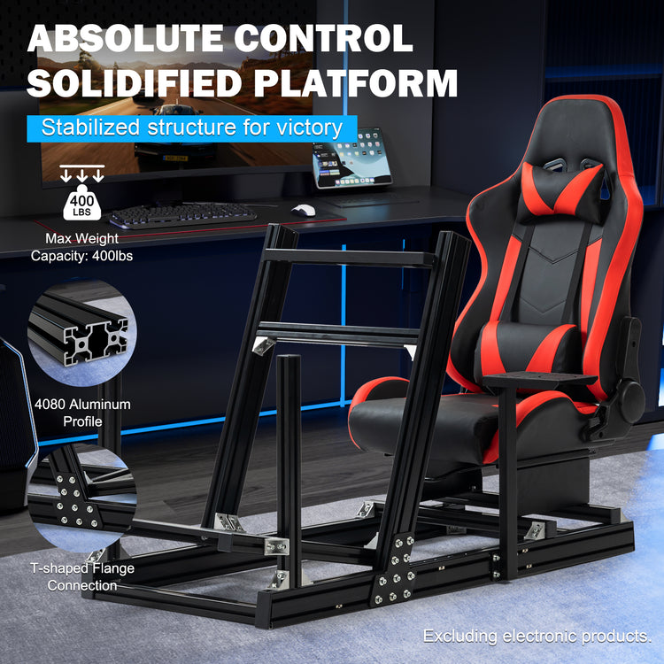 Anman 8040 Aluminum Profile Racing Sim Cockpit with Red Seat,F1 Trunk Simulator,Fit for Moza/Logitech/Fanatec/Thrustmaster,Professional-Grade,No Seat,Steering Wheel,Handbrake,Pedals