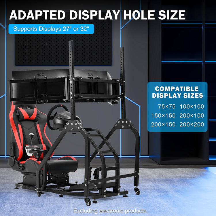 Anman Stand-up Racing Simulator Cockpit with Gaming Seat Triple Monitor Stand FIt for Logitech G29 G920 G923,for Thrustmaster T-GT II T80 T150,for PXN V9 V10 V99,Standing Sim Driving Cockpit, Not Include Wheel Shifter Pedal TV