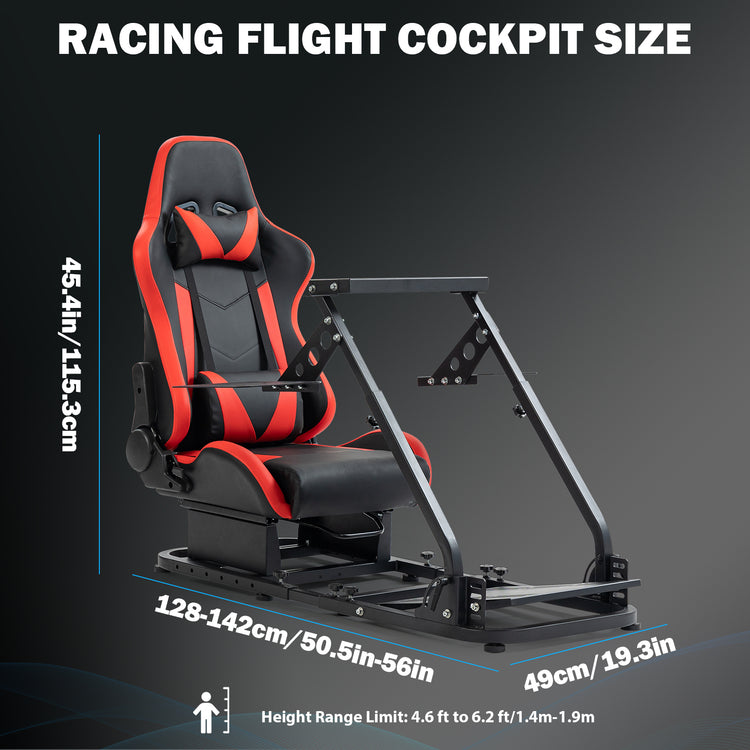 Anman Versatile Flight Simulator Cockpit with Red Seat Fits for Logitech G29 G920 G923 X52 G PRO,for Thrustmaster T16000 T248x T80 T300,Racing Simulator Cockpit,Electronics Not Included