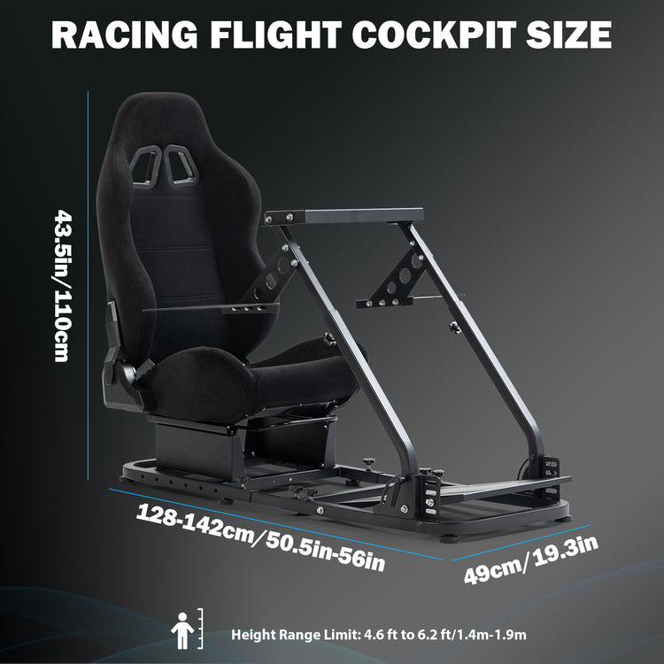 Anman Versatile Flight Simulator Cockpit with Black Seat Fits for Logitech G29 G920 G923 X52 G PRO,for Thrustmaster T16000 T248x T80 T300,Racing Simulator Cockpit,Electronics Not Included