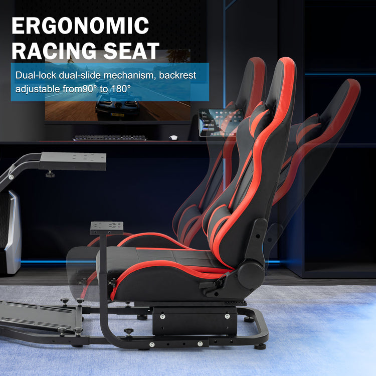 Anman Stand-up Racing Simulator Cockpit with Gaming Seat Triple Monitor Stand FIt for Logitech G29 G920 G923,for Thrustmaster T-GT II T80 T150,for PXN V9 V10 V99,Standing Sim Driving Cockpit, Not Include Wheel Shifter Pedal TV