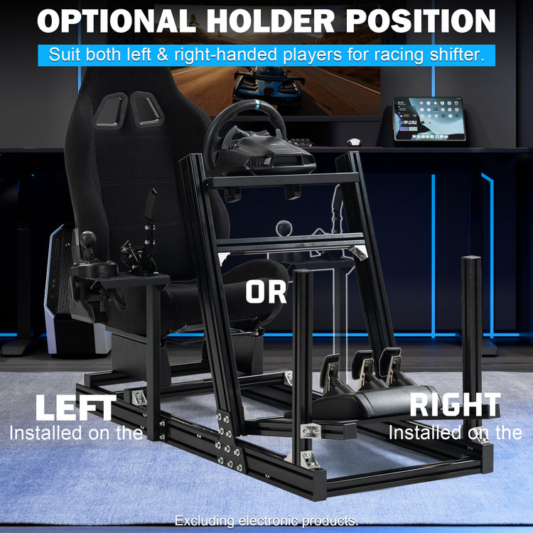 Anman 8040 Aluminum Profile Racing Sim Cockpit with Black Seat,F1 Trunk Simulator,Fit for Moza/Logitech/Fanatec/Thrustmaster,Professional-Grade,No Seat,Steering Wheel,Handbrake,Pedals