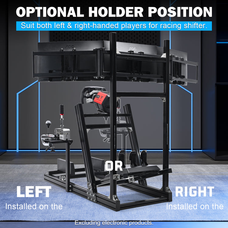 Anman 8040 Aluminum Profile Racing Sim Cockpit with Triple Screen Monitor Stand,F1 Trunk Simulator,Fit for Moza/Logitech/Fanatec/Thrustmaster,Professional-Grade,No Seat,Steering Wheel,Handbrake,Pedals