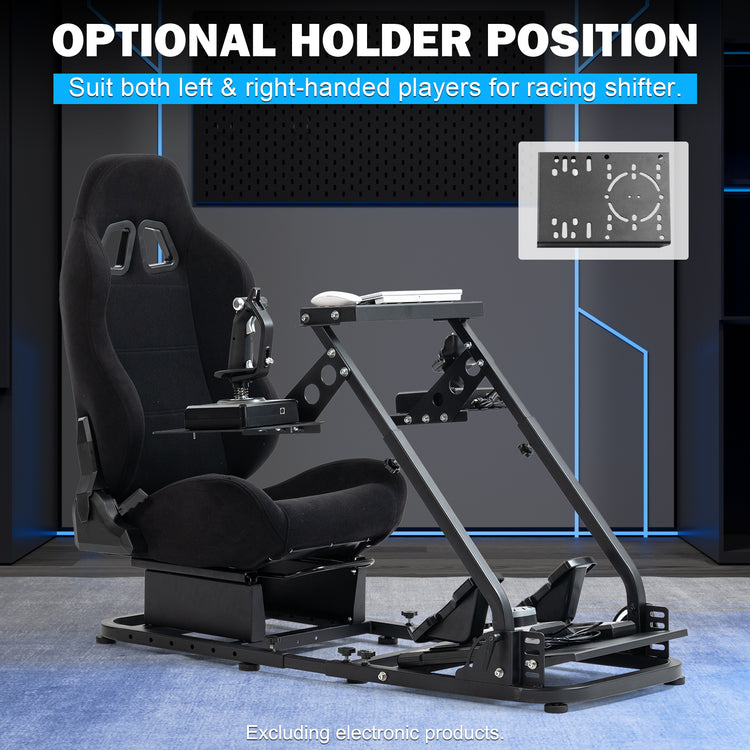 Anman Versatile Flight Simulator Cockpit with Black Seat Fits for Logitech G29 G920 G923 X52 G PRO,for Thrustmaster T16000 T248x T80 T300,Racing Simulator Cockpit,Electronics Not Included
