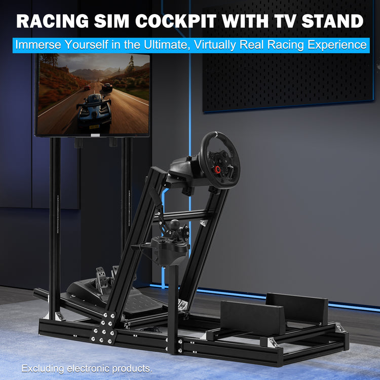 Anman 8040 Aluminum Profile Racing Sim Cockpit with Monitor Mount,F1 Trunk Simulator,Fit for Moza/Logitech/Fanatec/Thrustmaster,Professional-Grade,No TV,Seat,Steering Wheel,Handbrake,Pedals