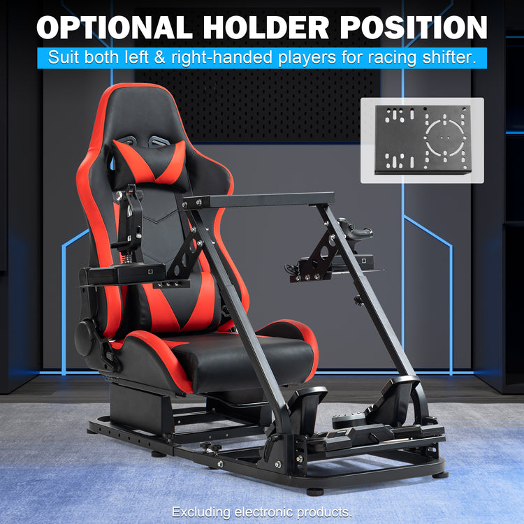 Anman Versatile Flight Simulator Cockpit with Red Seat Fits for Logitech G29 G920 G923 X52 G PRO,for Thrustmaster T16000 T248x T80 T300,Racing Simulator Cockpit,Electronics Not Included